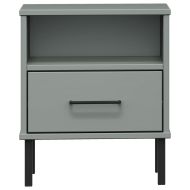 Нощно шкафче с метални крака сив бор масив OSLO