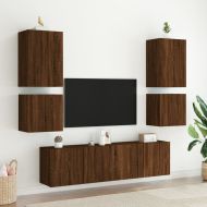 Стенни ТВ шкафове 2 бр кафяв дъб 40,5x30x40 см инженерно дърво