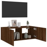 Стенен ТВ шкаф с LED осветление, кафяв дъб, 80x35x31 см