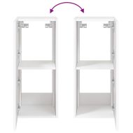 Стенен ТВ шкаф с LED осветление, бял, 30,5x35x70 см