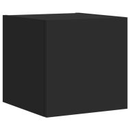 Стенни ТВ шкафове с LED осветление, 2 бр, черни, 30,5x35x30 см
