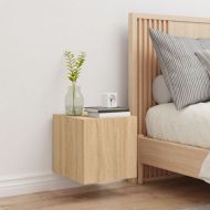 Стенен ТВ шкаф с LED осветление, сонома дъб, 30,5x35x30 см