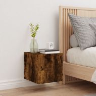 Стенен ТВ шкаф с LED осветление, опушен дъб, 30,5x35x30 см