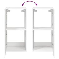 Стенен ТВ шкаф с LED осветление, бял, 40,5x35x80 см