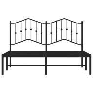 Метална рамка за легло с горна табла, черна, 135x190 см