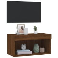 ТВ шкаф с LED осветление, кафяв дъб, 60x30x30 см