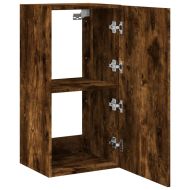 Стенен ТВ шкаф с LED осветление, опушен дъб, 40,5x35x80 см