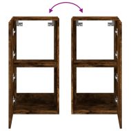 Стенен ТВ шкаф с LED осветление, опушен дъб, 40,5x35x80 см