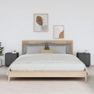 Нощни шкафчета, 2 бр, сиви, 40x34x45 см, борово дърво масив