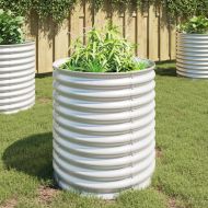 Градинска висока леха 80x80x81 см поцинкована стомана сребриста