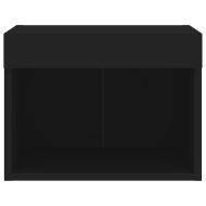 Нощно шкафче с LED осветление, черен, за стенен монтаж