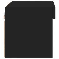 Нощно шкафче с LED осветление, черен, за стенен монтаж