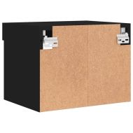 Нощно шкафче с LED осветление, черен, за стенен монтаж