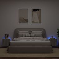 Стенни ТВ шкафове с LED лампи, 2 бр, сив сонома, 40,5x35x40 см
