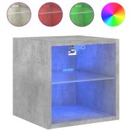 Стенни ТВ шкафове с LED лампи, 2 бр, бетонно сив, 30x28,5x30 см