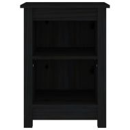 Нощно шкафче, черно, 40x35x55 см, борово дърво масив