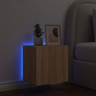 Стенен ТВ шкаф с LED осветление, сонома дъб, 40,5x35x40 см