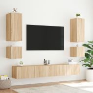 Стенен ТВ шкаф с LED осветление, сонома дъб, 40,5x35x40 см