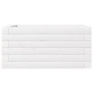 Градинска кашпа, бяла, 50x50x23 см, борово дърво масив