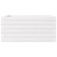 Градинска кашпа, бяла, 50x50x23 см, борово дърво масив