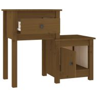 Нощно шкафче меденокафяво 79,5x38x65,5 см борово дърво масив