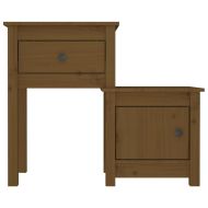 Нощно шкафче меденокафяво 79,5x38x65,5 см борово дърво масив