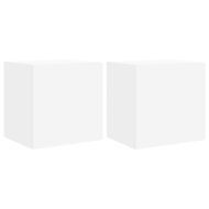Стенни ТВ шкафове с LED осветление, 2 бр, бели, 40,5x35x40 см