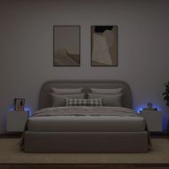 Стенни ТВ шкафове с LED осветление, 2 бр, бели, 40,5x35x40 см