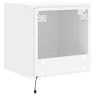 Стенни ТВ шкафове с LED осветление, 2 бр, бели, 40,5x35x40 см