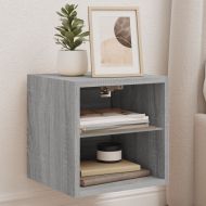 Стенни ТВ шкафове с LED лампи, 2 бр, сив сонома, 30x28,5x30 см