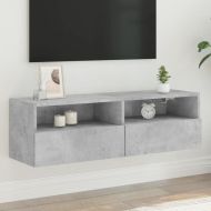 Стенен ТВ шкаф, бетонно сив, 100x30x30 см, инженерно дърво