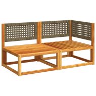 Градински диван с възглавници, двуместен, дърво, акация и ратан