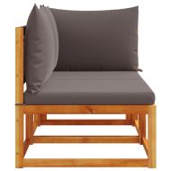 Градински диван с възглавници, двуместен, дърво, акация и ратан