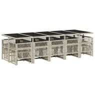 Градински комплект с възглавници 15 части полиратан светлосив