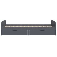 Рамка за легло с чекмеджета, тъмносива, бор масив, 90х200 см