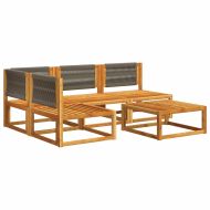 Градински комплект от 5 дивана с възглавници, дърво, акация и въже