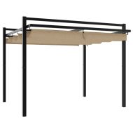 Градински навес с прибиращ се покрив, таупе, 3x3 м, алуминий