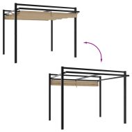 Градински навес с прибиращ се покрив, таупе, 3x3 м, алуминий