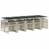 Градински комплект с възглавници 11 части, светлосив полиратан