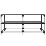 Маса за кафе с черен стъклен плот 98,5x50x45 см стомана