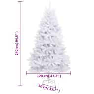 Изкуствена коледна елха с шарнири и стойка бяла 240 см