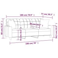 3-местен диван с възглавници, капучино, 180 см, изкуствена кожа