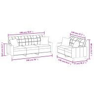Комплект дивани 2 части с възглавници капучино изкуствена кожа