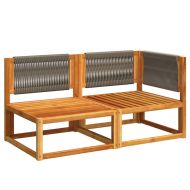 Градински диван с възглавници, двуместен, дърво, акация и въже