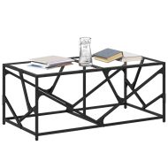Маса за кафе с прозрачен стъклен плот 98,5x50x41 см стомана