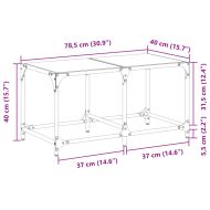 Маса за кафе с черен стъклен плот 78,5x40x40 см стомана
