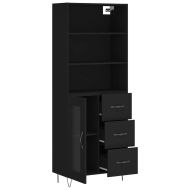 Висок шкаф, черен, 69,5x34x180 см, инженерно дърво