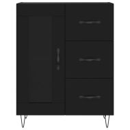Висок шкаф, черен, 69,5x34x180 см, инженерно дърво