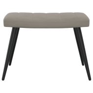 Релаксиращ стол с табуретка, светлосив, кадифе