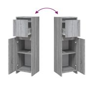 Шкаф за баня, сив сонома, 30x30x95 см, инженерно дърво